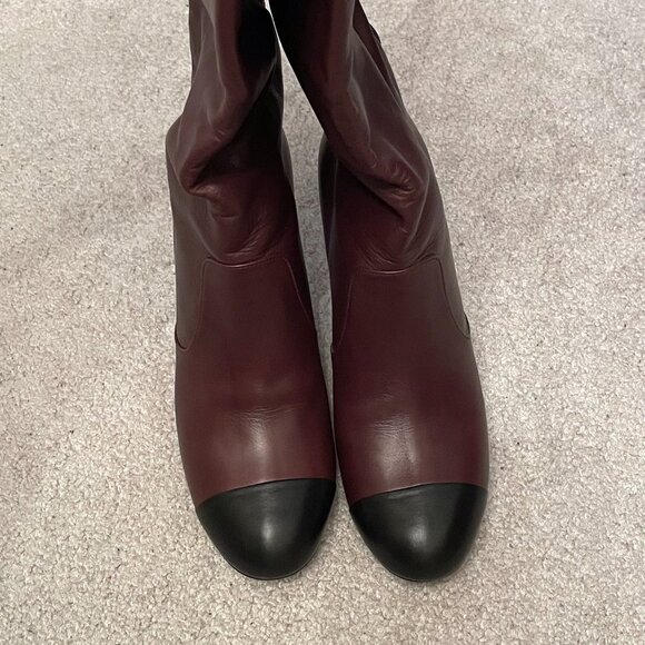 CHANEL Calfskin Brown CC Chain Knee High Boots Size 38 - Excellent - Picture 8 of 13